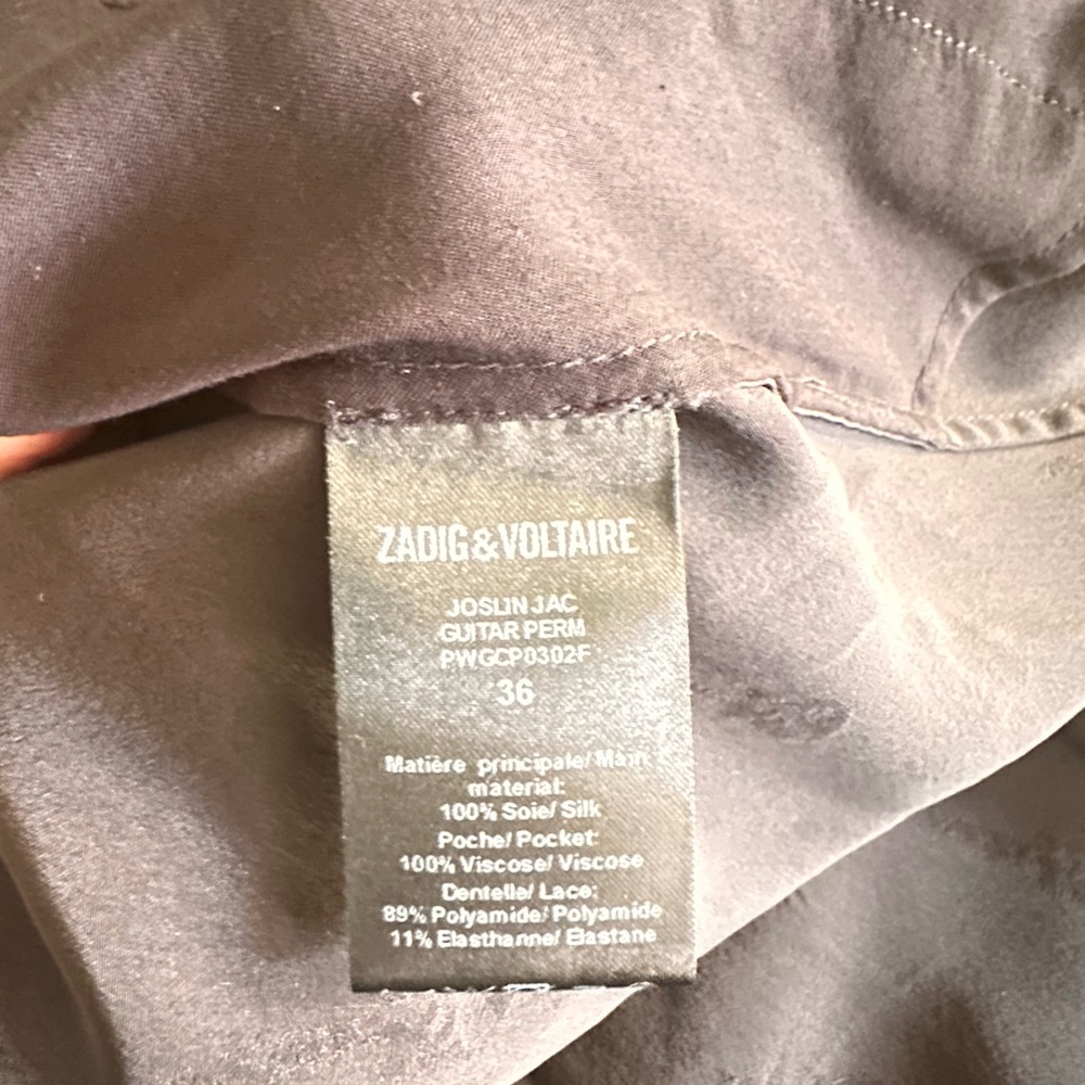 Zadig & Voltaire Black High-Low Silk Skirt with Guitar Print - Picture 4 of 4